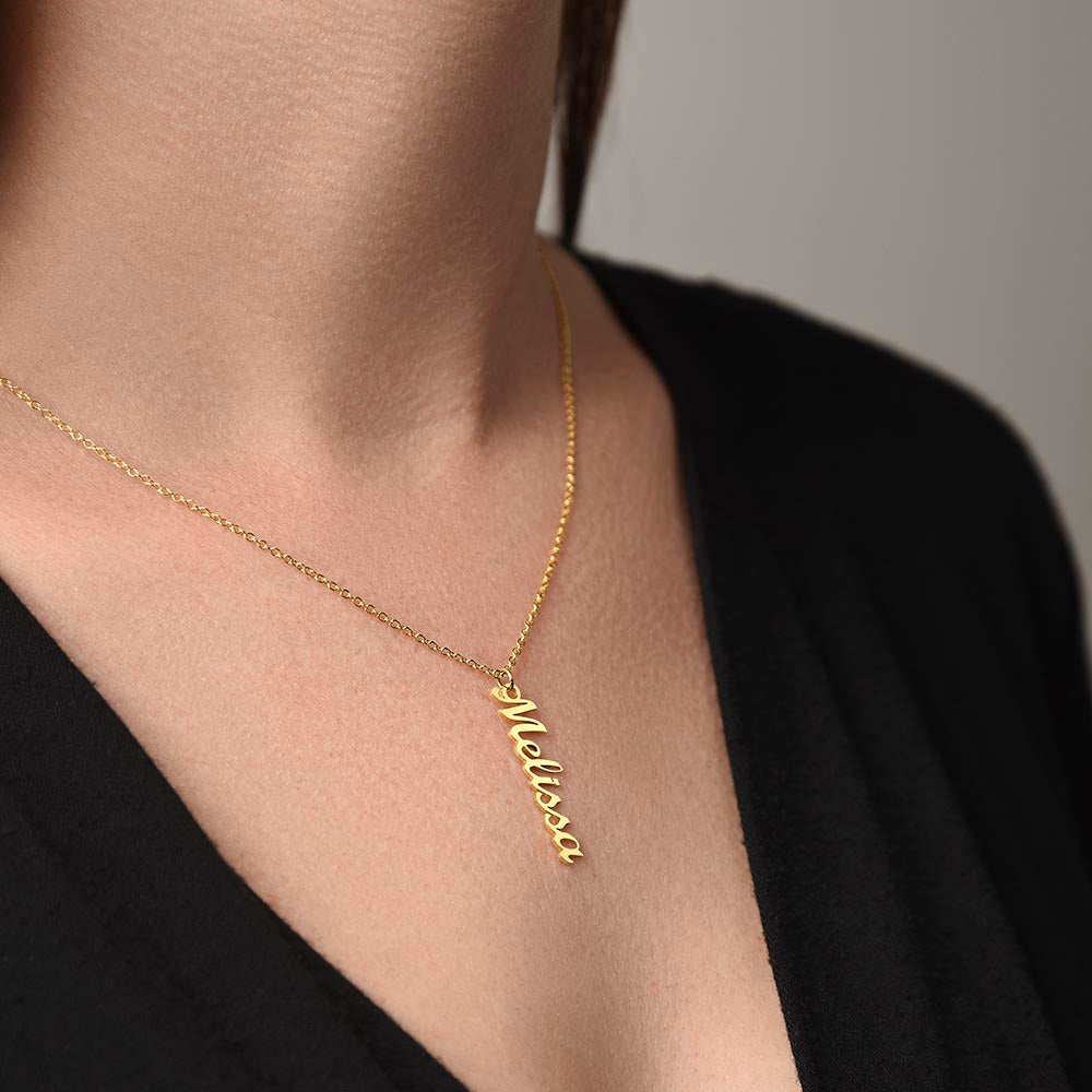 Personalized Vertical Name Necklace – Custom Sterling Silver Jewelry