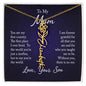 To My Mom | From Son | 18K yellow gold finish | Personalized Name Floral Necklace with Adjustable Chain