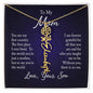 To My Mom | From Son | 18K yellow gold finish | Personalized Name Floral Necklace with Adjustable Chain