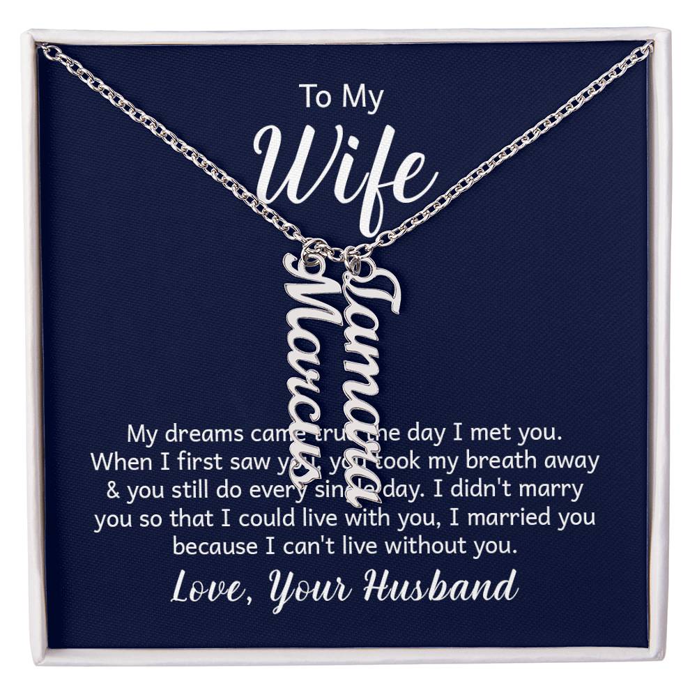 Personalized Multiple Name Necklace | Custom Vertical Names | 18K Gold or Stainless Steel
