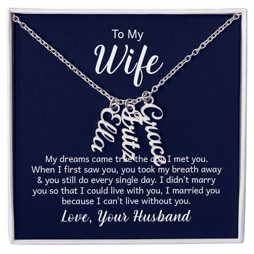 Personalized Multiple Name Necklace | Custom Vertical Names | 18K Gold or Stainless Steel