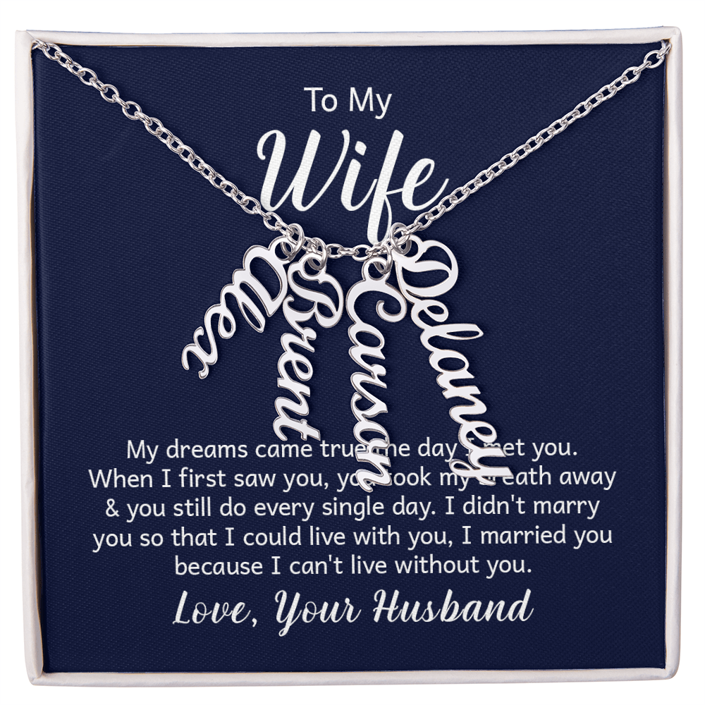 Personalized Multiple Name Necklace | Custom Vertical Names | 18K Gold or Stainless Steel