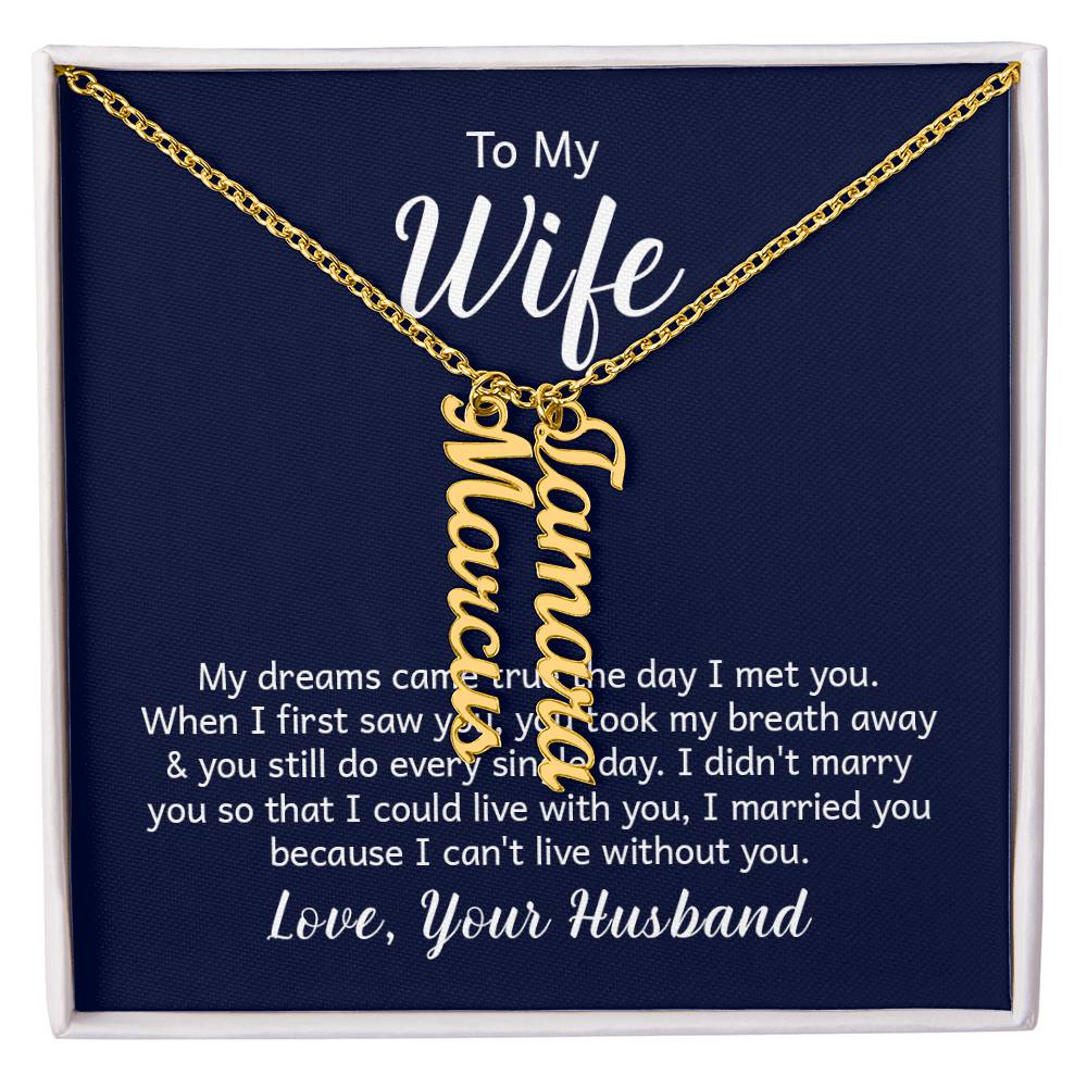 Personalized Multiple Name Necklace | Custom Vertical Names | 18K Gold or Stainless Steel