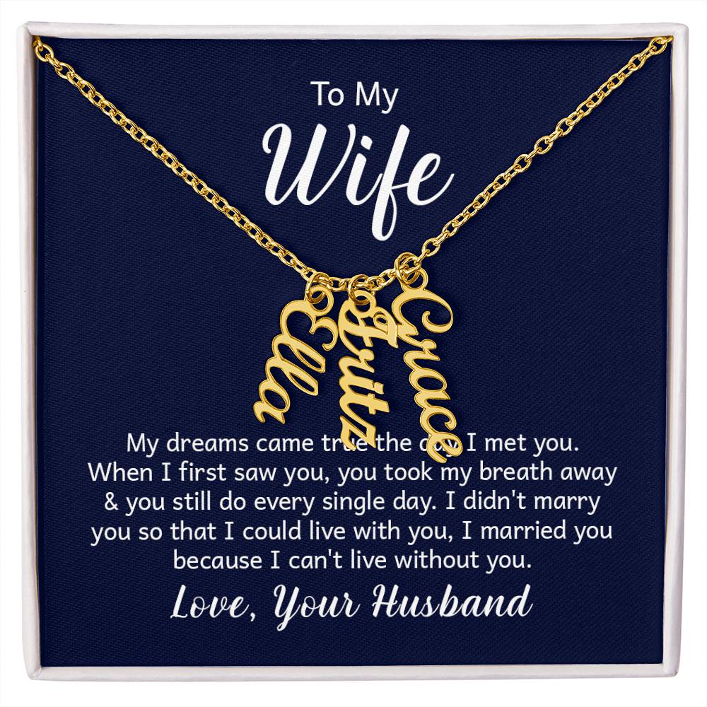 Personalized Multiple Name Necklace | Custom Vertical Names | 18K Gold or Stainless Steel