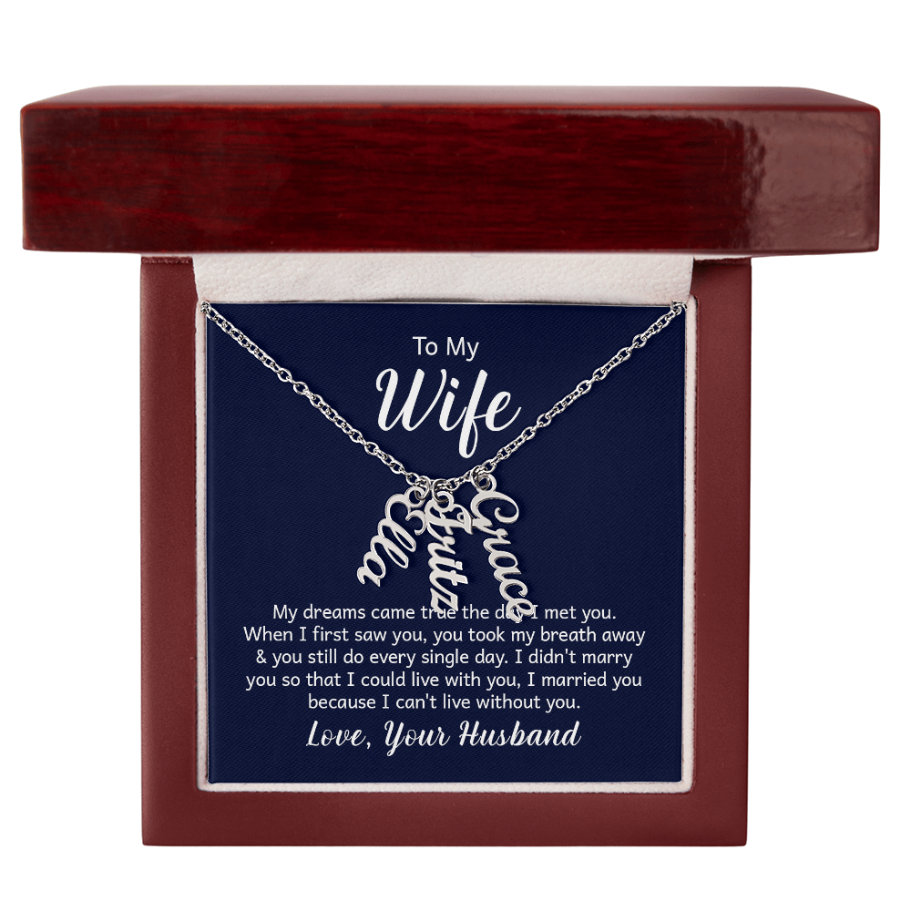 Personalized Multiple Name Necklace | Custom Vertical Names | 18K Gold or Stainless Steel