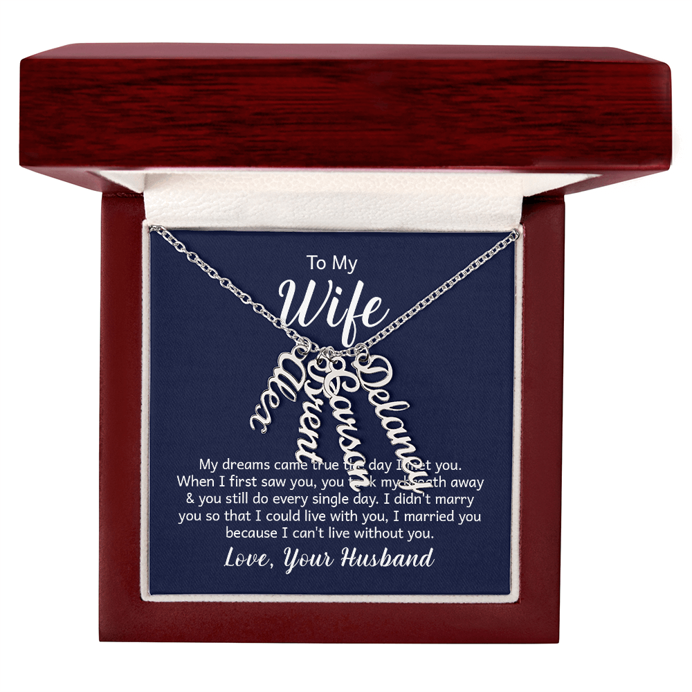 Personalized Multiple Name Necklace | Custom Vertical Names | 18K Gold or Stainless Steel