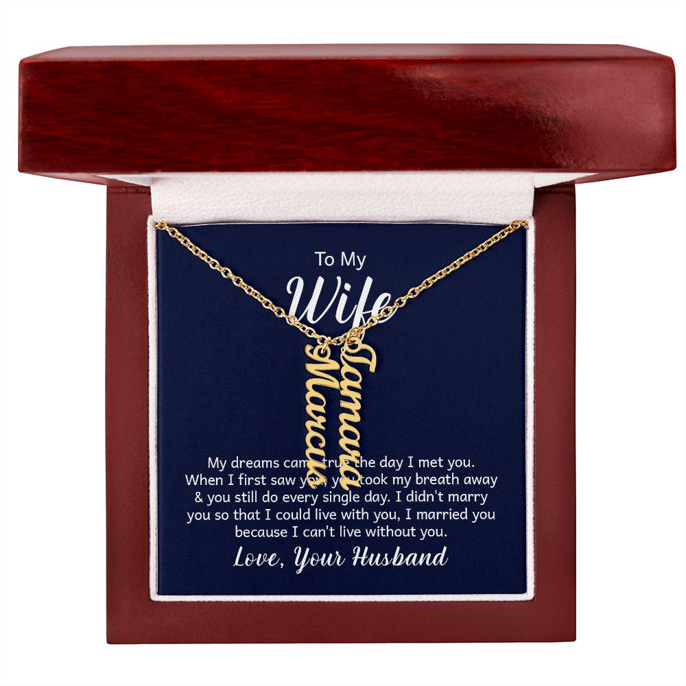 Personalized Multiple Name Necklace | Custom Vertical Names | 18K Gold or Stainless Steel
