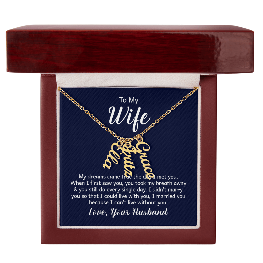 Personalized Multiple Name Necklace | Custom Vertical Names | 18K Gold or Stainless Steel