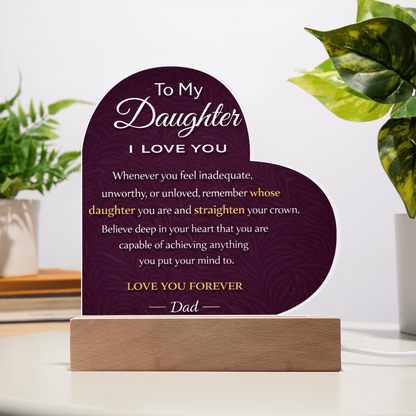 To My Daughter Personalized Heart Acrylic Plaque Love You Forever Engraving