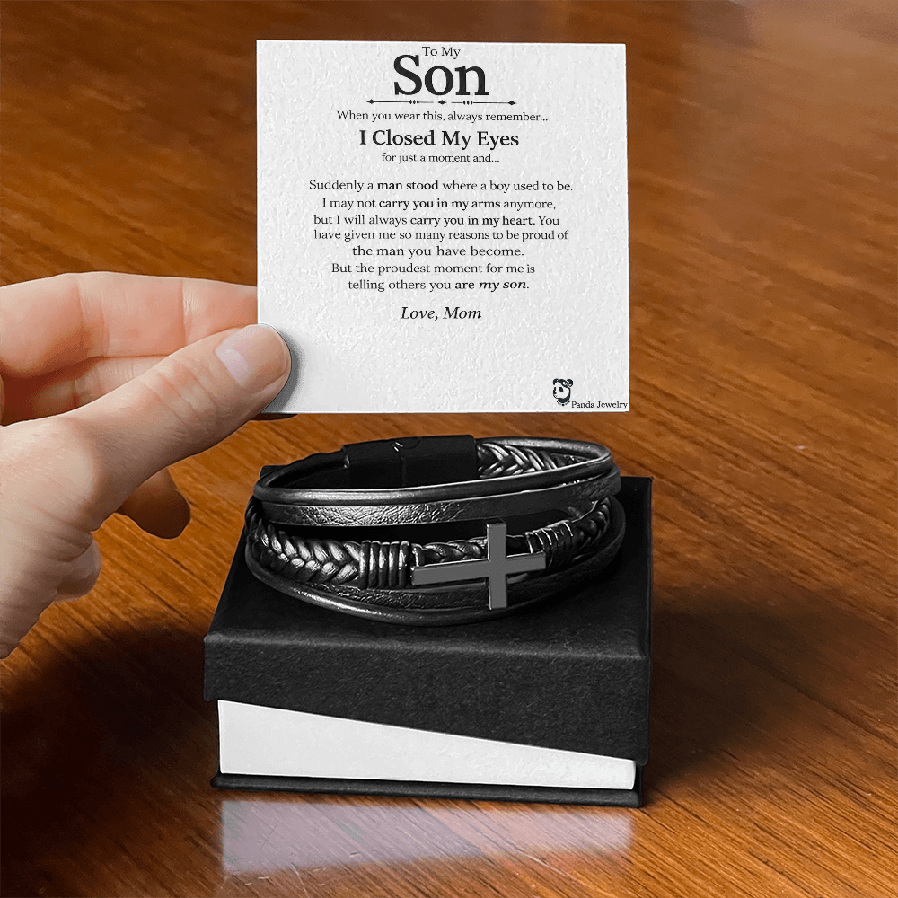 To My Son - Forever Linked Cross Bracelet
