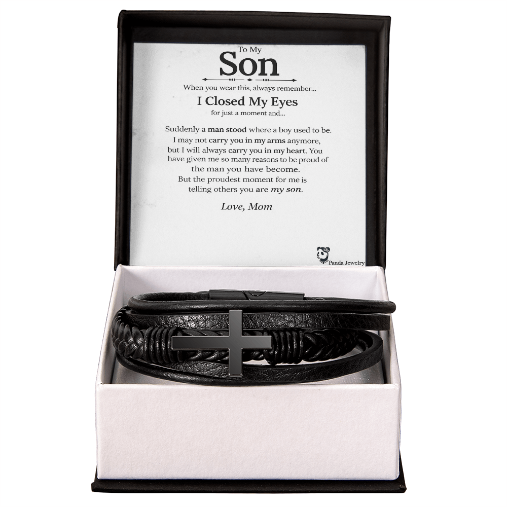To My Son - Forever Linked Cross Bracelet