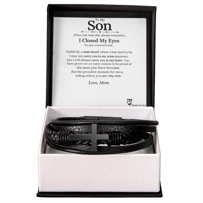 To My Son - Forever Linked Cross Bracelet