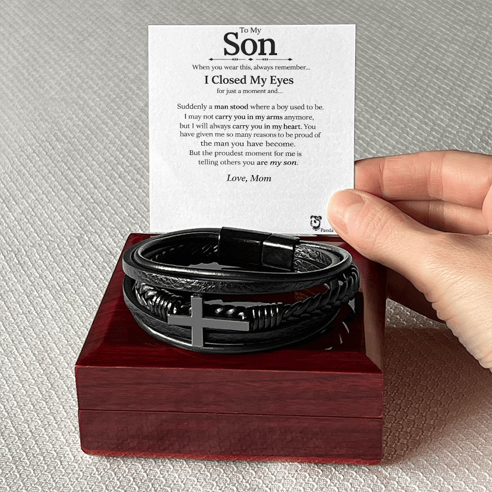To My Son - Forever Linked Cross Bracelet