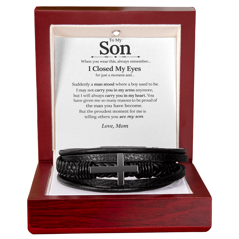 To My Son - Forever Linked Cross Bracelet