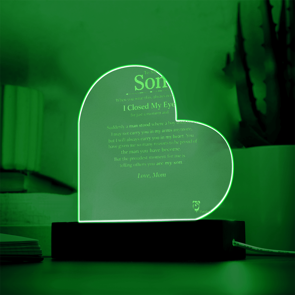 To My Son Personalized Engraved Lighted Acrylic Plaque