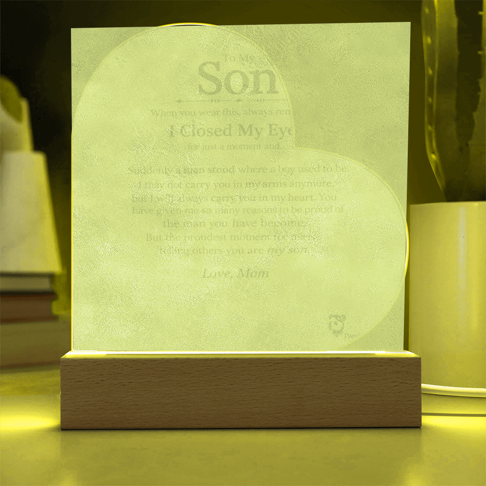 To My Son Personalized Engraved Lighted Acrylic Plaque