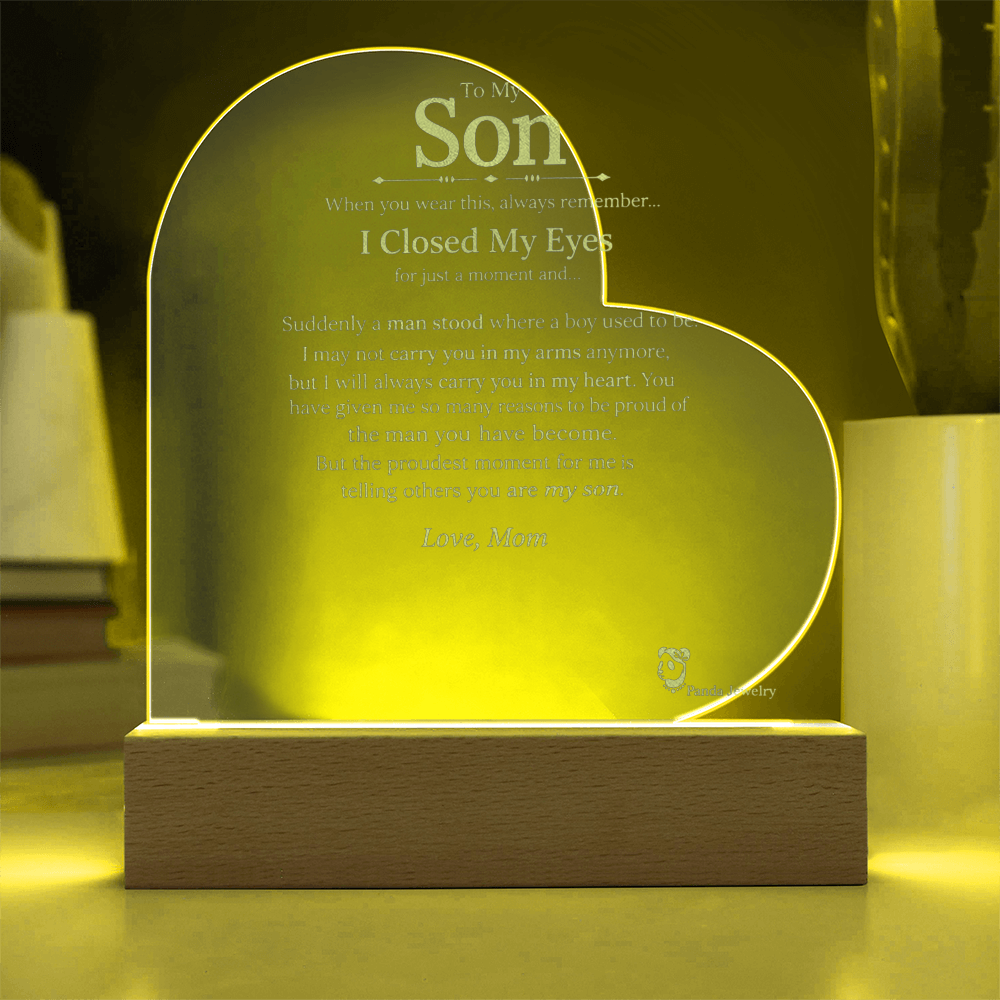 To My Son Personalized Engraved Lighted Acrylic Plaque