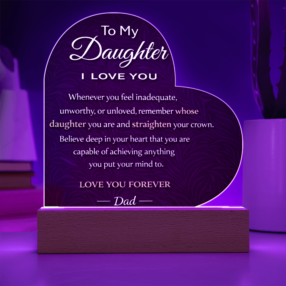 To My Daughter Personalized Heart Acrylic Plaque Love You Forever Engraving