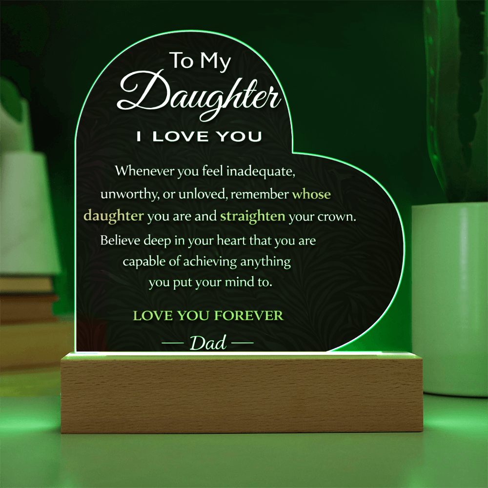 To My Daughter Personalized Heart Acrylic Plaque Love You Forever Engraving