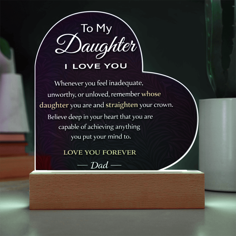 To My Daughter Personalized Heart Acrylic Plaque Love You Forever Engraving