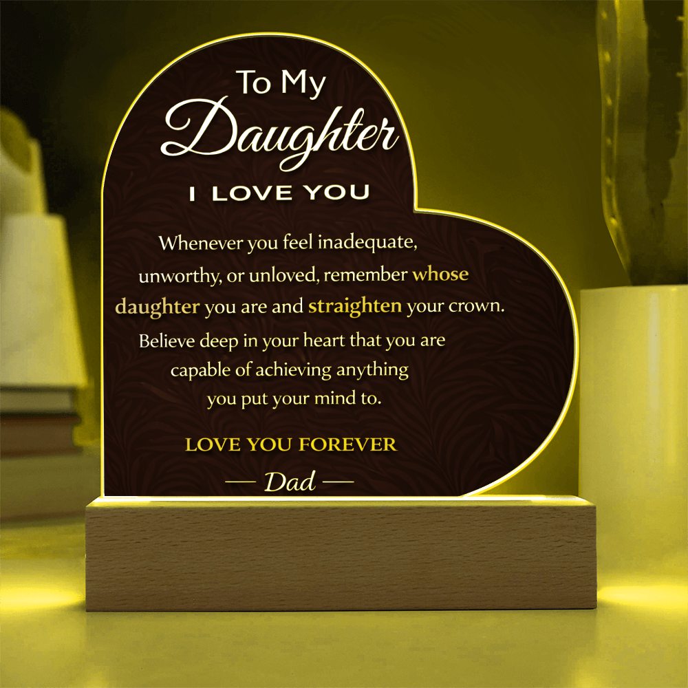 To My Daughter Personalized Heart Acrylic Plaque Love You Forever Engraving