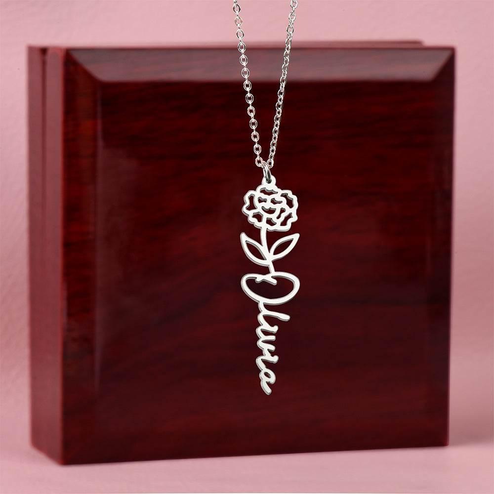 Just for You! A Birth Month Flower Name Necklace