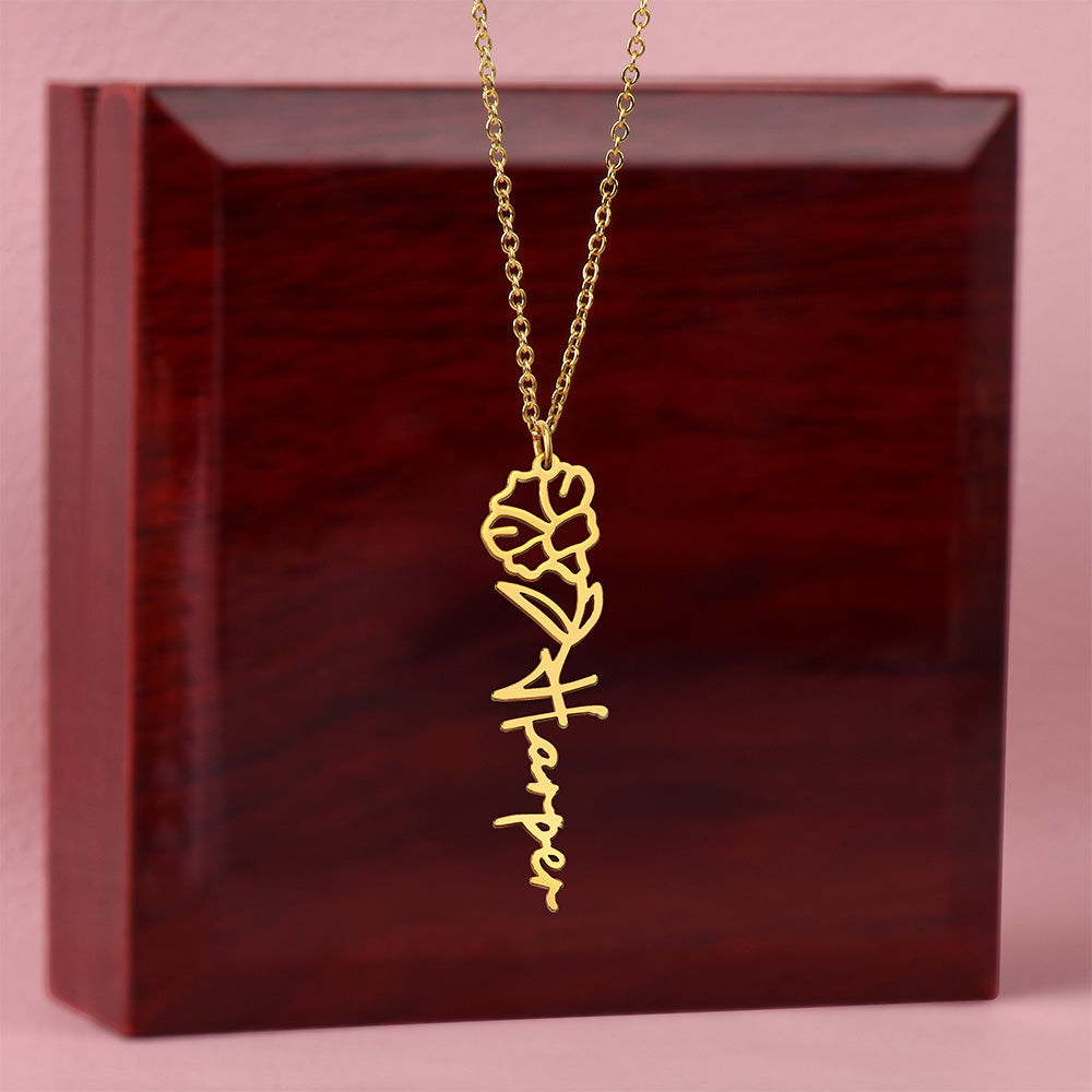 Just for You! A Birth Month Flower Name Necklace