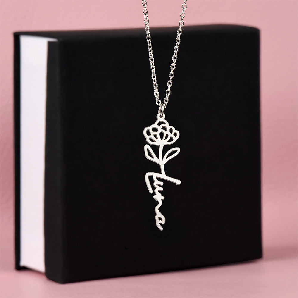Just for You! A Birth Month Flower Name Necklace