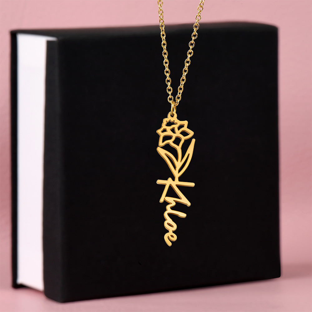 Just for You! A Birth Month Flower Name Necklace