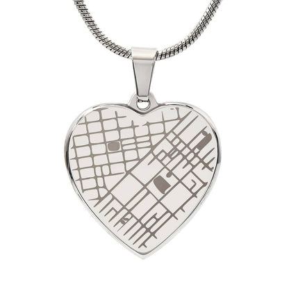Engraved Heart Map Necklace – Personalized Location Pendant for Her