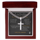 To My Grandson Personalized Artisan Cross with Cuban Link Chain