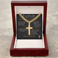 To My Grandson Personalized Artisan Cross with Cuban Link Chain
