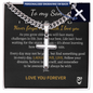Personalized Cross with Cuban Link Chain 18k yellow gold finish or polished stainless steel