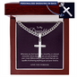 Personalized Cross with Cuban Link Chain 18k yellow gold finish or polished stainless steel