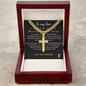 Personalized Cross with Cuban Link Chain 18k yellow gold finish or polished stainless steel