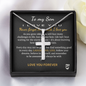 To My Son Personalized Cross Necklace with Snake Chain