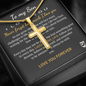 To My Daughter Love You Forever 18k Yellow Gold Artisan-Crafted Cross Necklace with Ball Chain