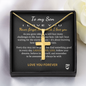 To My Son Personalized Cross Necklace with Snake Chain
