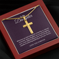 To My Daughter Love You Forever 18k Yellow Gold Artisan-Crafted Cross Necklace with Ball Chain