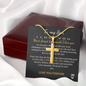 To My Daughter Love You Forever 18k Yellow Gold Artisan-Crafted Cross Necklace with Ball Chain