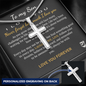 To My Son Personalized Cross Pendant Necklace with Snake Chain