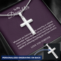 👧🏾To My Daughter Personalized Cross Necklace with Snake Chain 18k yellow gold finish