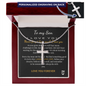 To My Son Personalized Cross Pendant Necklace with Snake Chain