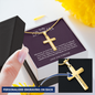 👧🏾To My Daughter Personalized Cross Necklace with Snake Chain 18k yellow gold finish