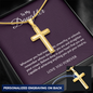👧🏾To My Daughter Personalized Cross Necklace with Snake Chain 18k yellow gold finish