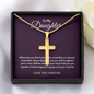 👧🏾To My Daughter Personalized Cross Necklace with Snake Chain 18k yellow gold finish