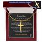 To My Son Personalized Cross Pendant Necklace with Snake Chain