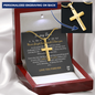 To My Son Personalized Cross Pendant Necklace with Snake Chain