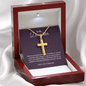 👧🏾To My Daughter Personalized Cross Necklace with Snake Chain 18k yellow gold finish