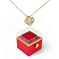 Love knot necklace in 18k yellow gold finish with preserved rose gift box